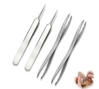 4 Piezas Pinzas para Garrapatas de Acero Inoxidable, Kit Quita Garrapatas Profesional para Perros, Gatos y Humanos, Incluye Pinza de Doble Punta y Pinza Recta para una Eliminación Segura y Rápida