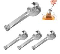 4 Piezas Pinzas Para Té, Pinzas para bolsas de Té, Exprimidor de bolsitas de Té, Acero Inoxidable, Resistente al calor y a las quemaduras, para Casa, Cocina, Utensilios Bar (B)