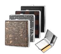 4 Piezas Pitilleras para Cigarrillos, Tabaquera, Tabaquera Tabaco de Liar, Pitilleras para Cigarrillos, Pitilleros de Cuero y Metal, Acero Inoxidable Tanto para Hombres Como para Mujeres