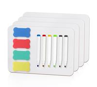 4 Piezas Pizarra Blanca Pequeña, A4 Mini Pizarra Blanca de Borrado en Seco de Doble Cara, Portátil Whiteboard, con 6 Pizarras Blancas de Rotulador y 4 Borradores para Aula, Hogar y Oficina