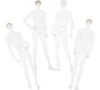 4 Piezas Plantilla de Dibujo de Figura Masculina Flexible | Plástico Blanco Transparente, Silueta Trazable, para Bocetos de Sastrería, Clase y Portafolios