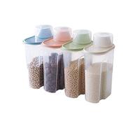 4 Piezas Plástico Comida Caja Almacenaje con Celdas, Sellado Verduras, Cereales Granos Tanque, Cocina Organizar Contenedor, Gran Capacidad Seco Snack Transparente Latas Bote - S/1.9l