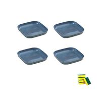 4 Piezas Plato cuadrado de plástico,Platos irrompibles aptos para postres tartas frutas ensaladas pastas,Platos plastico duro reutilizables,Apto para microondas y lavavajillas (Azul oscuro, 20cm)