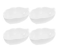 4 Piezas Plato de Salsa de Cerámica Forma de Hoja, Blanco