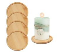 4 Piezas Platos de Madera para Velas, 8.5 cm Bandeja Madera Redonda, Bandeja Redonda de Madera para Velas, Posavasos de Madera para Velas de Bautizo para Decoración de Mesa, Velas, Bodas Hogares