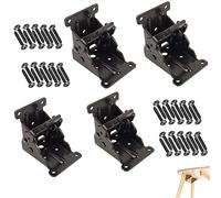 4 Piezas Plegable Bisagra, Soporte de Bisagra, Bisagra Plegable 90 Grados, Bisagra Autoblocante, para Patas de Muebles Cama Mesa Armario Estantes Soport, con 40 Tornillos, Negro