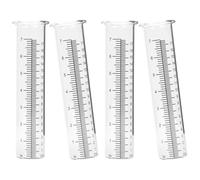 4 Piezas Pluviómetro de Vidrio Transparente Tubo Medidor de Lluvia | Observación de Riego y Medición de Precipitación, Portátil para Terraza y Exteriores, Reutilizable