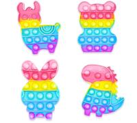 4 Piezas Pop Fidget It Toys Set, Juguetes Antiestres Niños, Aliviar la Ansiedad, Push and Pop Bubble Fidget Toy, Juguete Antiestres Sensorial Educativo para Niños y Adultos