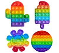 4 Piezas Pop Fidget It Toys Set Juguetes Sensoriales Autismo Juguete Antiestres Pop it Bubble Fidget Toy Recuerdos de Fiesta de Cumpleaños para Niños y Adultos para Aliviar la Ansiedad