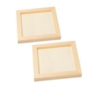 4 Piezas Portafotos Cuadrado sin Pintar, Marco 1: 1 Beige | Cartón Ligero y Madera, Bordes Redondeados, Superficie Mate Lisa, para Aula y Pared Familiar