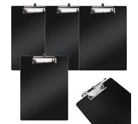 4 Piezas Portapapeles con Pinza A4, Tablero de Clip A4 con Soporte para Bolígrafos Alfombrilla De Goma para Sujetar El Papel De Forma Segura para Bolígrafos para Hogar, Escuela, Oficina (Negro)