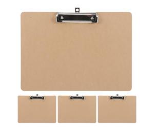 4 Piezas Portapapeles de Escritura A4 Clip Metálico, MDF E Hierro | Formato Horizontal, Superficie Lisa Resistente a Rayas, para Aula y Organización Escolar, Juego