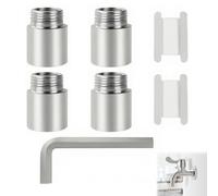 4 Piezas Prolongación de Grifo 1/2 Pulgada, Extensión de Grifo, extensión de cabezal de ducha, accesorio de extensión de grifo (Acero inoxidable, 1/2 pulgadas x 25 mm(4PCS) + Llave hexagonal)