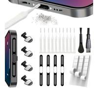 4 Piezas Protectores Anti-Polvo USB-C, con Tapón para Puerto de Carga, Protector para Altavoz & Masilla Limpiadora, Compatible con Serie iPhone 17/16/15, Accesorios de Protección (Negro)