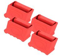 4 Piezas Protectores de Pies de Escalera de Goma Roja, Antideslizantes | Goma Sólida Ranuras Profundas, Amortiguación de Vibraciones, para Patas y Suelos Interiores en Casa