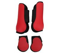 4 Piezas Protectores de Tendón para Caballos, Botas XL con Suela Antideslizante y Amortiguación, Funda de PU Roja para Competición y Salto (1 juego rojo XL.)