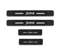 4 Piezas Protectores de Umbral de Puerta de Fibra de Carbono para Coche Placa de Desgaste Accesorios de Protector de Decoración de Umbral de Puerta, para Peu-geot 3008