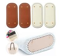 4 Piezas PU bolsa de cuero inferior, 22×10CM Bolsa Cojín Inferior, PU Almohadilla Inferior, Oval Fondo de la Bolsa, para Bolso de Tejer,Bolsos de Hombro,Accesorios Hechos a Mano Del Bolso DIY 2colores