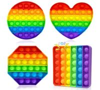 4 Piezas Push Bubble Sensory Pop Fidget Juguete, Silicone Rainbow Sensoria Antiestrés Juguete Juguete sensorial Juguete Educativo para aliviar la ansiedad para Niños/Familias y Amigos/Aeronave