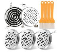 4 Piezas Quemador Incienso Caja Porta Incienso Espiral Soporte Bobina Mosquito Mosquito Coil Holder Soporte Espiral Mosquitos Portable Mosquito Coil Holder con 4 Cepillos Ideal para el Hogar Viajes