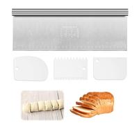 4 Piezas Rasqueta Cocina Set, 30 × 12 cm Rasqueta de Masa de Acero Inoxidable con Escala de Medición, Multiuso Raspador de Masa, Spachtel Küche, Pizza Spachtel para Pizza, Pasteles, Tartas, Verduras
