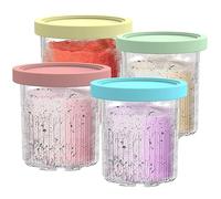 4 Piezas Recipiente para Helados, 680ml Recipientes de Helado para Ninja Creami, Accesorios para Recipiente para Hacer Helados para la serie NC501 NC500, Reutilizable, Apto para Lavavajillas