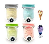 4 Piezas Recipiente para Ninja Creami Swirl, 480 ML Recipientes de Helado para Ninja Creami NC700 NC701 EU Serie Aptos para Lavavajillas y Libres de BPA(Conjunto de 4 Piezas - Gris+Azul+Verde+Rosa)