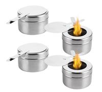 4 Piezas Recipientes para Pasta de Combustión con Tapa, Quemador de Alcohol de Acero Inoxidable, para Fondue, Camping, Hotpot y Calentar Bebidas, Accesorios de Cocina y Buffet