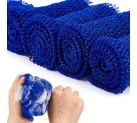 4 Piezas Redes Africanas Esponja de Red de Baño Larga Depurador Corporal de Ducha Exfoliante Depurador de Espalda Piel Más Suave para Uso Diario o Relleno de Calcetines (Azul)