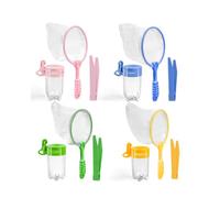 4 Piezas Redes de Pesca de Plástico, Kit Explorador Niños con Atrapa Insectos, Caja de Insectos y Pinzas, Equipo Compacto de Juego al Aire Libre, Red de Pesca para Niños para Atrapar Insectos, Pescar