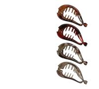 4 piezas Retro antideslizante plátano pinza de pelo estampado de leopardo forma ovalada Vertical(4pcs Color 2)