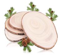 4 Piezas Rodajas de Madera Manualidades, 23-26cm Discos de Madera sin Acabado con Corteza y Acabado Suave para Manualidades, Posavasos, Adornos del Hogar (23-26cm)