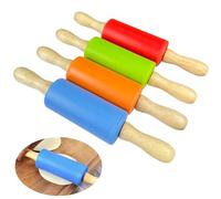 4 Piezas Rolling Pin, 22cm Rodillo Cocina, Silicona Rodillo Reposteria, Mango Madera Rodillo Amasar, Rodillo Galletas Adecuado para Cocina Clase Repostería Pastelería (Rojo,Naranja,Verde,Azul)