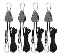 4 Piezas Rope Ratchet con Ganchos Trinquete de Cuerda de Suspención 1/8 Inch, Trinquete para Cuerda Ajustable, para Lámpara de Planta, Tienda, Jardinería, Reflectores filtros