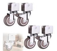 4 Piezas Ruedas Pivotantes de Silencio En Forma De U,2 ruedas con freno, 2 sin freno,Pivotantes,Carga de 108KG para Mover Muebles,Cama,Mesa de Café,Estanterías