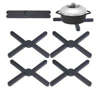 4 Piezas salvamanteles de Silicona Plegables para ollas,Soporte para ollas de Silicona expandible,Soporte de Secado,Soporte para Ollas Almohadilla Caliente para Tazas, ollas, Platos y Platos