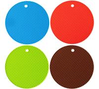 4 Piezas Salvamanteles de Silicona Protector Sartenes,Separadores Salvamanteles Silicona,Sostenedor de Pote Estera Antideslizante,para Ollas,Vajilla,Teteras(Multicolor)