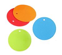 4 Piezas Salvamanteles de Silicona, Redondo Estera Antideslizante Resistente Al Calor, Silicone Titular de la Olla Multiusos para Aislamiento, Asar, Hornear