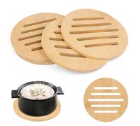 4 Piezas Salvamanteles Natural, Salvamanteles, Salvamanteles Cocina Resistentes Al Calor, Redondos Salvamantel Antideslizante, Tabletas de Vapor, Posavasos Madera para Cuencos, Cocina, Platos
