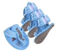 4 Piezas Sandalias para Perros Transpirables de Malla 1 Azul | Malla Algodón, Suela de Tendón, para Perro, Uso en Deck y Pavimento Caliente, Limpieza Fácil