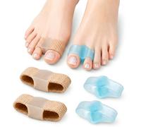 4 Piezas Separadores de Dedos con Dobles Correas,Separadores Dedo pie con de Gel, Separador de Gel Suave,para Aliviar la Presión del Dedo Gordo,del Hallux Valgus y Dedos en Martillo,Azul