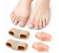 4 Piezas Separadores de Dedos con Dobles Correas,Separadores Dedo pie con de Gel, Separador de Gel Suave,para Aliviar la Presión del Dedo Gordo,del Hallux Valgus y Dedos en Martillo,Pelle