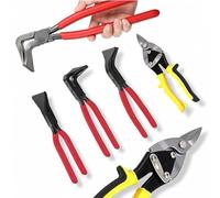 4 Piezas Set De Pinzas para Plegar, Pinzas De Faldón 0°/45°/90° Rectas Y Anguladas Ancho De Boca 60 mm Fabricadas En Acero Alto En Carbono con Tijeras para Chapa Y Guantes Ideal para Techadores