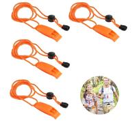 4 Piezas Silbato Supervivencia, Portátiles Silbatos de Emergencia con Cordón Reflectante Seguridad Ruidoso Silbato de Rescate de Plástico Safety Súper Fuerte para Actividades al Aire Libre(Naranja)