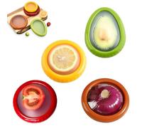4 Piezas Silicone Fruit Storage Box, Aguacate Para Alimentos Frescos, Protector de Cebolla y Limón, Reusable Fruit Vegetable Containers, Para Cebollas, Tomates, Limones, Aguacates, Verduras