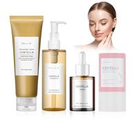 4 Piezas Skincare Kit, Centella Cleansing Oil + Centella Limpiador Facial + Asiatica Serum + Centella Stick Mask, Limpia y Minimiza los Poros, Hidrata y Humecta, para Pieles Sensibles