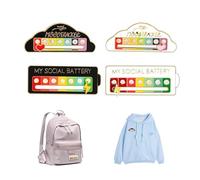 4 piezas social battery pin,social battery,pins for bags,slider social Battery Badge,Interactive Battery Pin Pin,Aleación humor batería Broche para mochilas chaquetas y sombreros (blanco+negro), 5*2CM