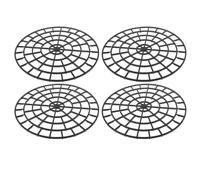 4 Piezas Soporte Circular para Macetas de Plástico Negro, Drenaje Mejorado | Bandeja Baja Rejilla y Ranuras Antideslizantes, para Balcón y Superficies de Mármol