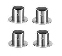 4 Piezas Soporte de Barra de Cortina, Redondo Soportes de Tubo de Armario de Acero Inoxidable Percha de Cortina Soporte de Carril de Pared Enchufes de Poste Armario
