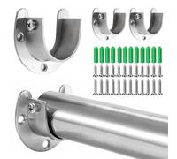 4 piezas Soporte de barra en forma de U, Soporte para Barra de Cortina, Soporte para Barra de Ropa, Soporte para Barra de Armario, Soportes Brida Barra, Para armarios, cocinas, ventanas(25mm,plateado)